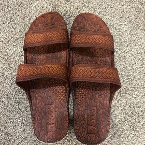 Brown Textured Slide Sandals (J-Slips)